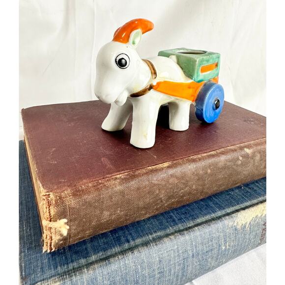 Ceramic Lusterware Goat Cart Pin Cushion | Japan | Lusterware | Goat Pin Cushion - Picture 9 of 9